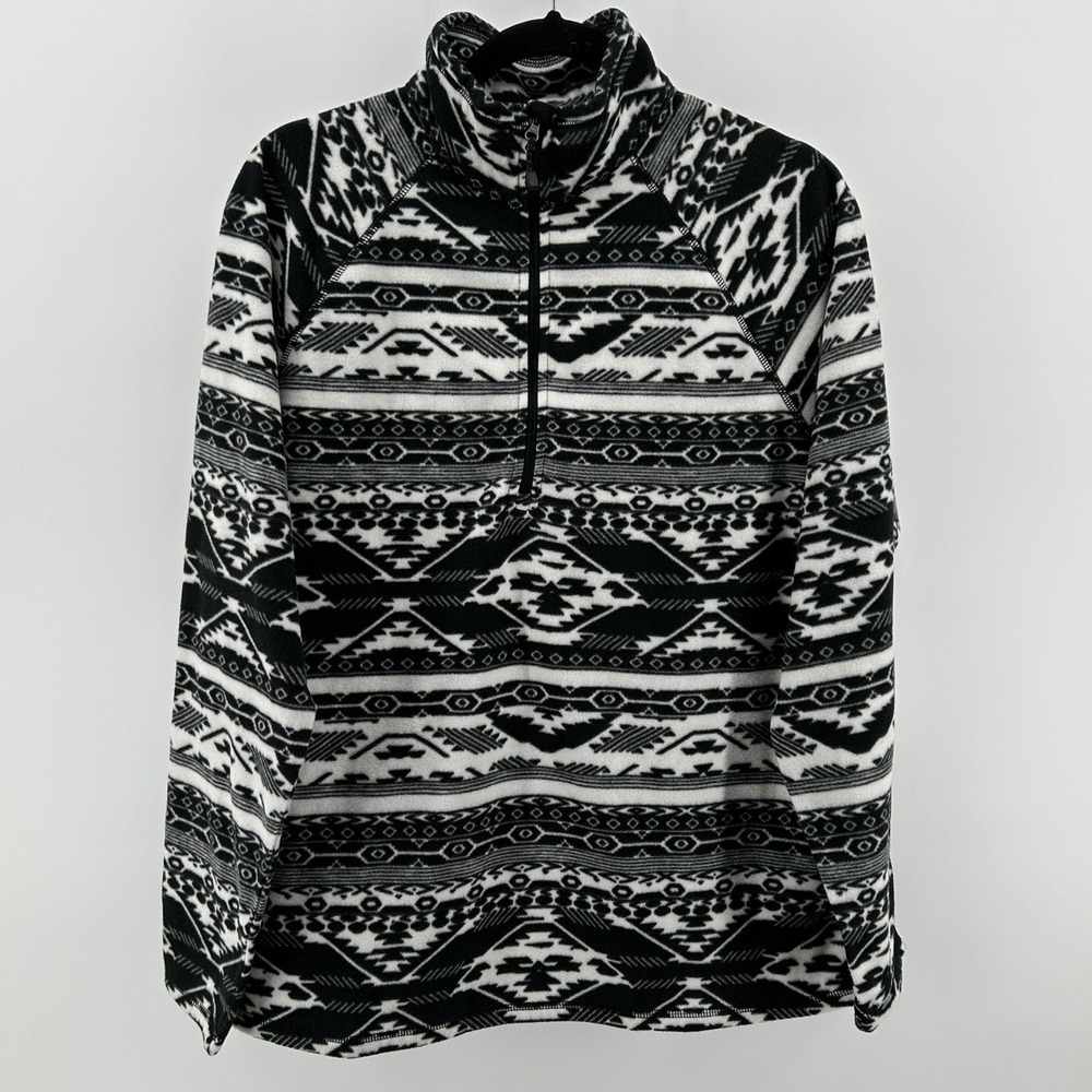 Eddie Bauer Ultrasoft Women Fleece 1/4 Zip Pullover Sweater Fossil Aztec XL NWT